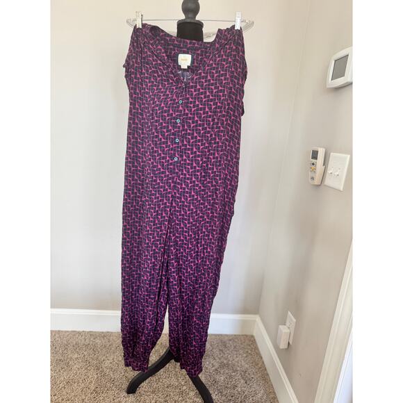 Anthropologie Maeve Karsten Jumpsuit Harem Pants Multicolor Geo Print Size Small - Picture 6 of 7